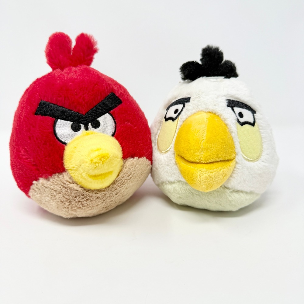 Angry Birds Plush Toy Set Red Bird and White Bird Rovio Game Characters 2010 - Picture 1 of 12